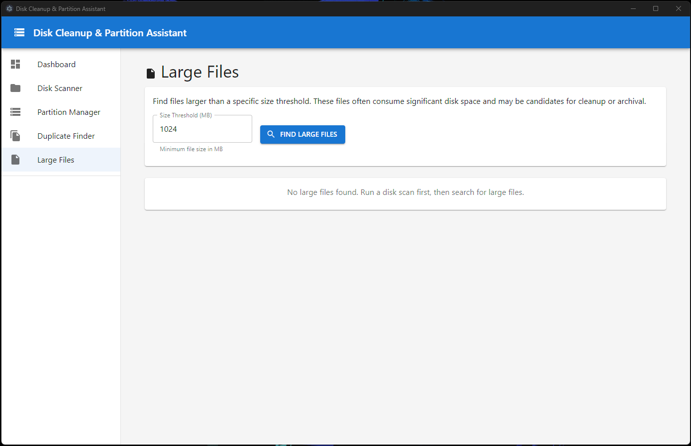 Large Files - Identify files consuming disk space